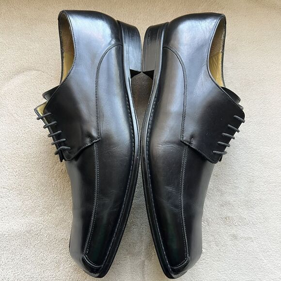 Mezlan Linosa Black Leather Oxford Men’s  12 M Made in Spain Bicycle Toe Dress - Picture 5 of 16